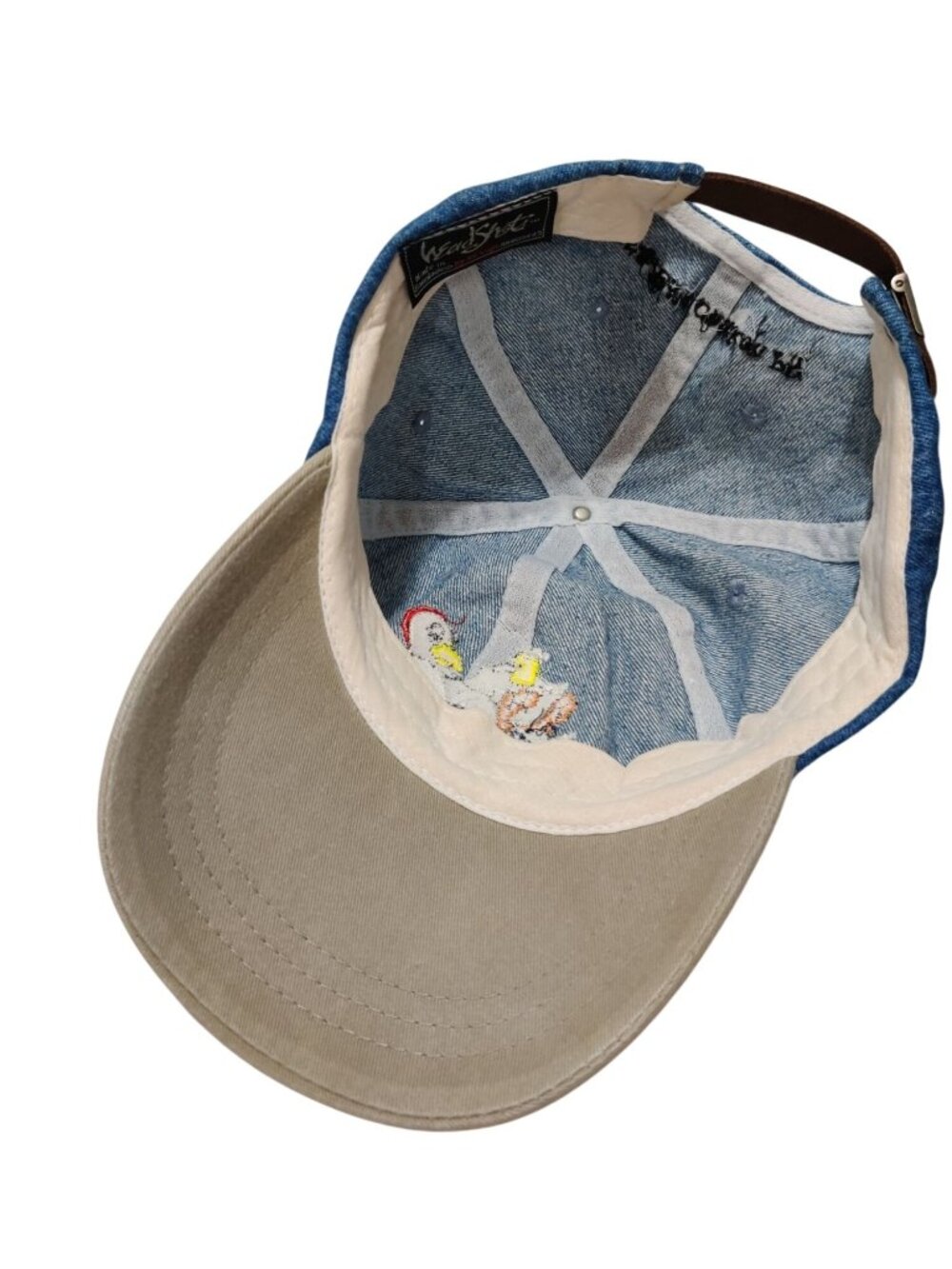 Big Ed's Chicken Pit Denim Strapback Hat Embroidered Restaurant Promo Cap Vtg - Picture 5 of 12